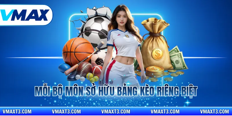 Mỗi bộ môn sở hữu bảng kèo riêng biệt